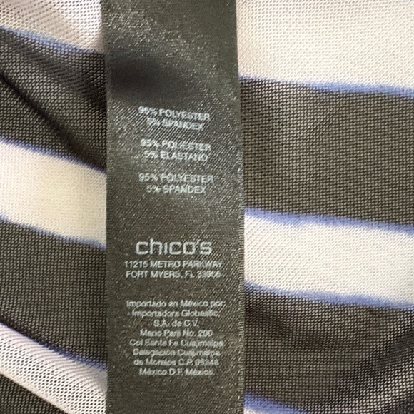 Travelers Collection at Chico’s Design Blue and Black Striped Top Size 2 - Picture 4 of 6